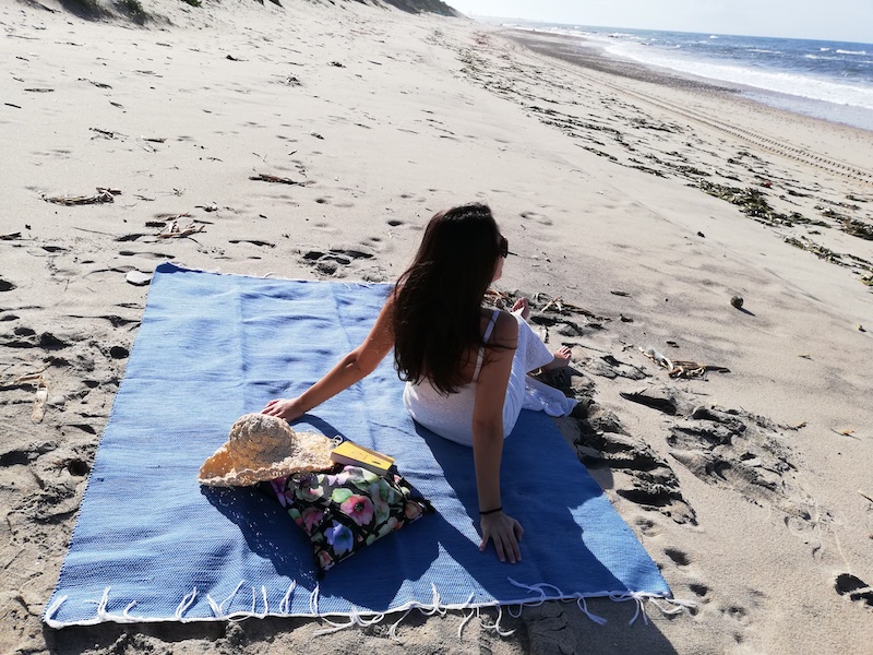 (Esgotado) Tapete artesanal Liso (azul ciano) - 100% algodão - 150 x 200 cm (Estimado)